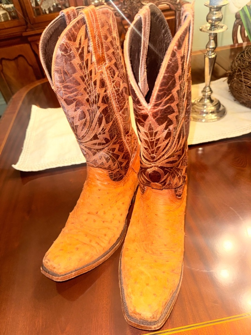 Men's Ostrich/Cowhide Western Boot Allen Brand by Allen’s Boots in Austin TX
